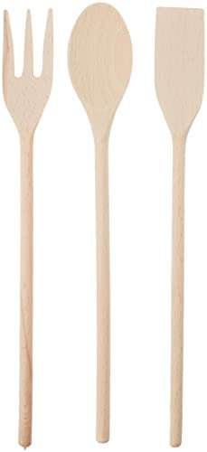 MADE IN ITALY Tris MESTOLI Lux Legno, Brown, One Size