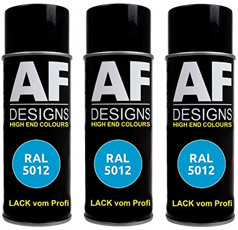 Alex Flittner Designs 3X Ral Pintura en Espray Pintura Coche Laca Colorida Lata de Aerosol RAL5012 Azul Claro Seda Mate