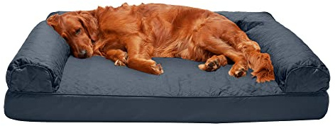 FurHaven Dreamer Sofa Orthopedic Dog Bed for Large Dogs with Orthopedic Egg Crate & Solid Orthopedic Foam Base for Joint Support, Removable Washable Cover, Jumbo XL, Quilted Sofa, Iron Gray