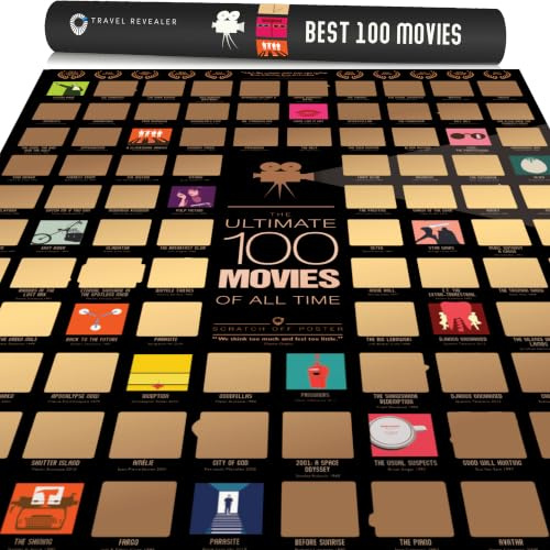 Travel Revealer Top 100 Movie Scratch Off Poster 2025 Selected IMDb Ultimate 100 Movies Scratch Off Poster 17x24 Best Films of All Time Movie Bucket List