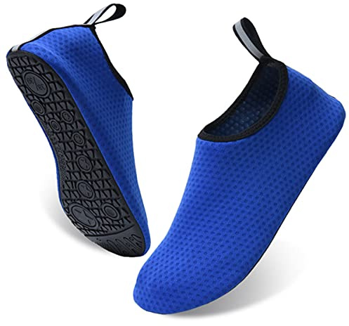 AUXDIQ Zapatos de Agua Hombre Mujer Escarpines Deportes Acuáticos Zapatos de Playa Calzado Surf Escarpines de Baño Azul 38/39 EU