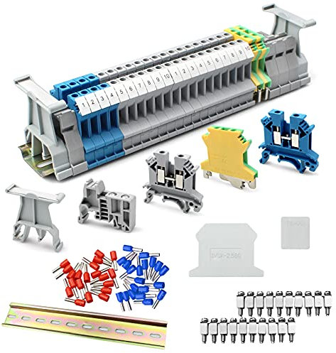 suaywo Durchgangsklemme Kit UK 2,5 Klemmen-Kit Klemmleiste Kit Geeignet für Automatisierungsprojekte, Garage, DIY-Projekte