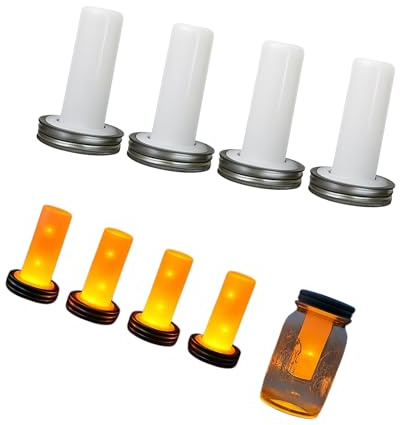 4 LED Flame Lights+Solar Gypsum Covered can , simulating Flame Flickering, Used for Safe Halloween Decoration Indoor or hot air Bulb Replacement kit, Romantic Decoration During Weddings