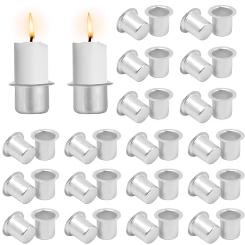Dtoterul Kerzenhalter 36 Stück Mini Kerzenhalter aus Metall Silber Aluminium Kerzenhalter Set Mini kerzenhalter Deko Kerzeneinsätze aus Metall für Stabkerzen, Ø12mm