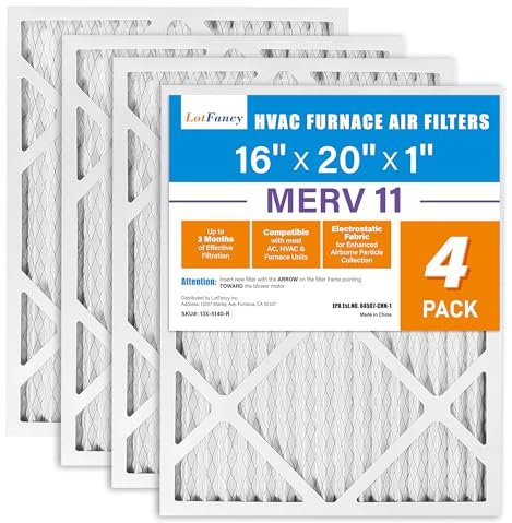 LotFancy 16 x 20 x 1 Luftfilter, MERV 11 AC Ofenfilter, 4 Stück gefaltete Klimaanlage HVAC Filter (tatsächliche Größe: 40 x 50 x 1 cm)