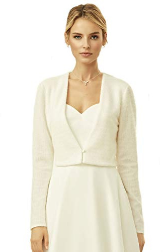 Bianco Evento Bolero con effetto cashmir giacca da sposa giacca a maniche lunghe da sposa bolero bolero bolero Matrimonio Inverno Cape Avory Nuovo Cape, avorio, 46
