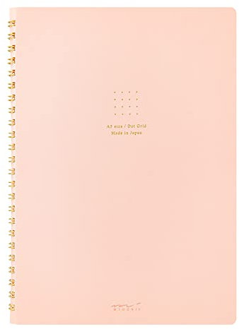 DESIGNPHIL Midori 15332006 Notizbuch, Ringnotizbuch, Farbe, Punkte, quadratisch, Rosa, A5