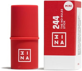 3INA MAKEUP - The No-Rules Stick 244 (mini) - Rot - Blush Stick für Augen Lippen Wangen mit Hyaluronsäure - Cream Blusher für Natürliches und Leuchtendes Finish - Reisegröße - Vegan - Cruelty Free