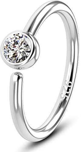 OUFER 20G Nasenpiercing Silber 925 Nose Ring Hoop Nasenring Nasen Piercing CZ Nase Stud Nostril Stecker Nasenstecker Schmuck Nose Earring Frauen Männer