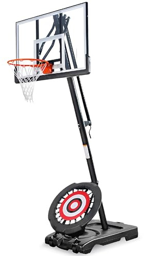 IE Sports Portable Basketball Hoop w/ 44 Backboard & Rebounder, 7.5-10 Ft Adjustable Height - Outdoor Basketball Equipment for Backyard, Driveway, and Garage