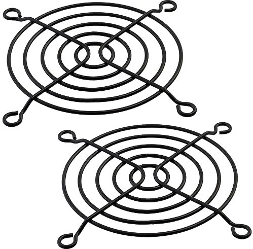 Aerzetix - C15106 - Set di 2 Griglie di Protezione per Ventola da Computer 80x80mm - in Metallo - Colore Nero