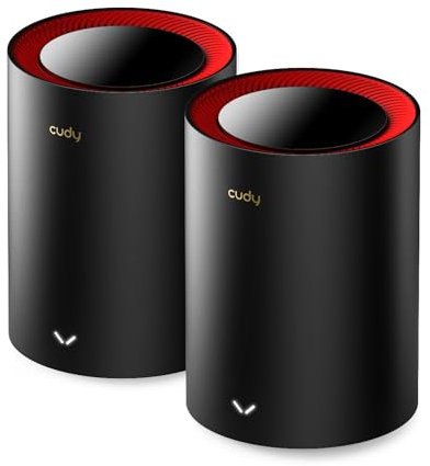 Cudy M3000 2-Paquete Sistema de Malla Wi-Fi 6 para Toda la Casa, 2.5G WAN, Red Troncal Ethernet, Ideal para 1Gig+ Internet, Wireguard, OpenVPN