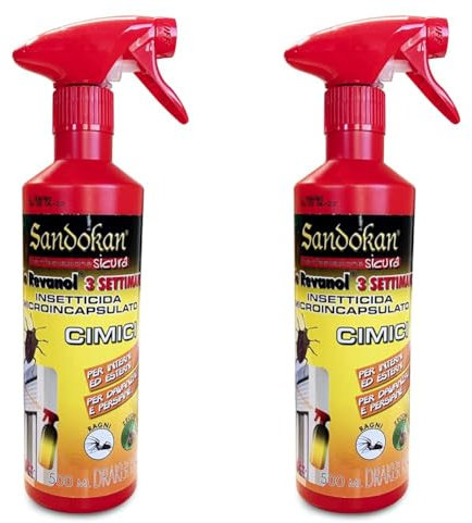 Sandokan 500ml Bio Revanol 3 settimane Insetticida Anti Cimici, Ragni e Zecche Microincapsulato (Confezione da 2)