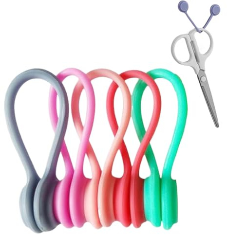 Sghtil Fascette magnetiche in silicone riutilizzabili, Fascette per cavi magnetiche,Organizzatore per avvolgere cavi elettronici - Supporto in silicone resistente per cavi telefonici,