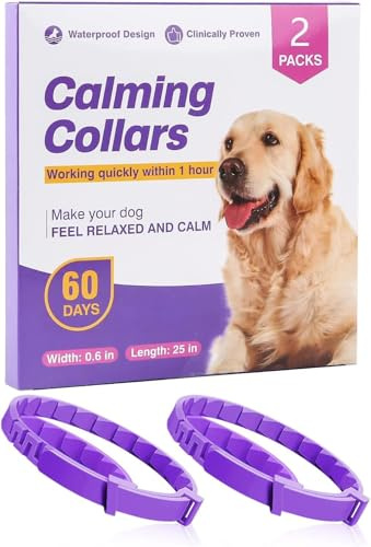 GIUSOBG Beruhigungshalsband für Hunde 2 Pack 62 cm Verstellbares Calming Collar for Dogs Beruhigendes Pheromonen Halsband Verstellbare Größe Sicher Wasserdicht (62cm Hundehalsband*2)
