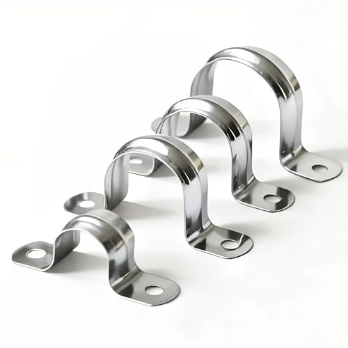 30PCS 3/4 inch Stainless Steel Conduit Clamps,2 Holes Cable U Bracket Pipe Clamp, fits 1/2 pipe (NPS),Metal U Clamp Strap Tension Clips for Pipe Fixing on Various Surfaces (20mm)-with 20 Screws