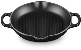 Le Creuset Enameled Cast Iron Signature Deep Round Grill, 9.75, Licorice