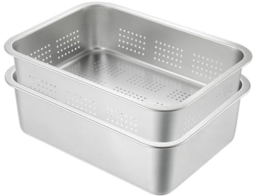 Dish Tub for Kitchen Sink 2Pcs with & Without Hole Stainless Steel Wash Basin Smooth & Sturdy Washing Up Bowl for Fruit, Vegetable & More