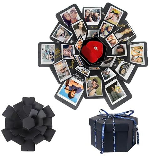 Anluomafuy Explosion Box Sorpresa, DIY Scatola Esplosione di Foto Fatte a Mano, Scatola Regalo, Scatole Regalo Rettangolare con Coperchio, per Anniversari, Matrimoni, Natale, Festa Della Mamma