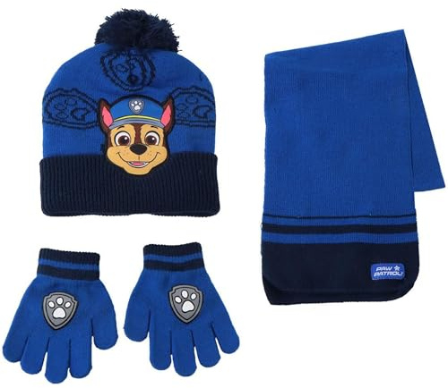 CERDÁ LIFE'S LITTLE MOMENTS Set Infantil Gorro, Guantes y Bufanda Paw Patrol Invierno-Conjunto térmico, 3 Piezas, Standard (Pack de 3) Unisex niños