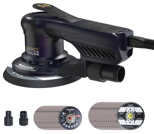 Meizuishi SV1500 Levigatrice Orbitale Senza Spazzole 125/150mm, 360W, Corsa 5,0mm, 7 Velocità 4000–10000 giri/min, Cavo 4m, aspirante, 20 fogli abrasivi, legno metallo carrozzeria mobili