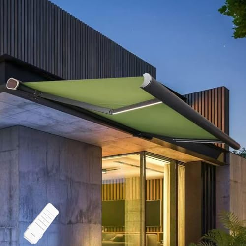 Tenda elettrica motorizzata retrattile per patio con illuminazione a LED, controllo intelligente tramite app, design a cassetta completa, parasole per esterni per finestre e porte, perfetto riparo a