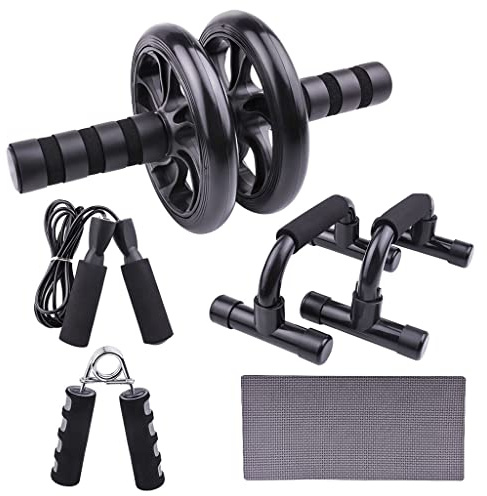 Lodoot Ruota addominale per set di fasce di resistenza Push Up Stand Esercizio Bodybuilding Allenamento Muscolare Fitness Equipaggiare Ab ruota inginocchiarsi tappetino push-up stand corda salto mano