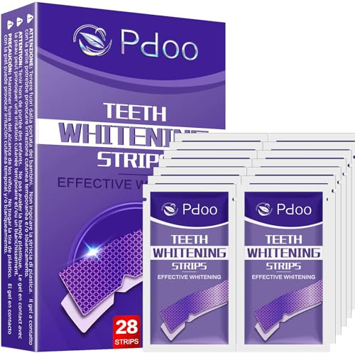 Tiras Blanqueadoras Dientes Moradas - 28 Tiras | Kit Blanqueador Dental Profesional con Tecnología Púrpura Correctora de Color | Blanqueamiento Dental Seguro para el Esmalte y Resultados Rápidos