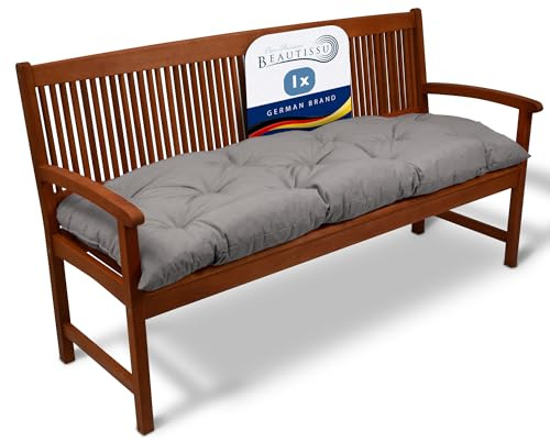 Beautissu Bänkdyna Flair BK Bekväm Sittdyna 180 x 50 x 10 cm Trädgårdsgunga eller 3 Sits Trädgårdssoffa Ljusgrå