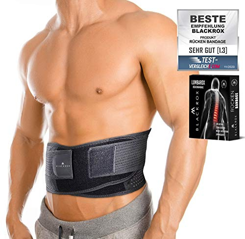 BLACKROX Rückenbandage Lendenwirbelstütze LUMBAROX Gürtel Stützgürtel Lendenwirbel Rücken Gurt für Männer und Frauen Stabilisierung rücken geradehalter Rückengurt Rückenstützgürtel (S, Schwarz)