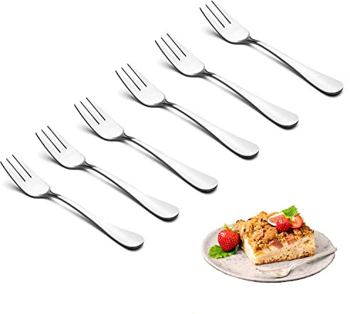 Set Forchette da dessert in acciaio inox, forchette da torta piccole in acciaio inox 6 pezzi, forchette da tavola, forchette da frutta, lavabili in lavastoviglie, adatte per pasticcerie,ristoranti,bar