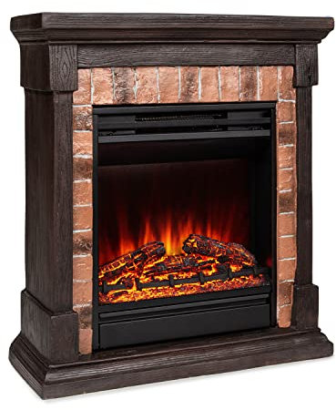 Klarstein Beerenberg - Caminetto Elettrico con Potenza di Riscaldamento di 1800 W, Camino Finto con Timer, Temperatura: da 10 a 30 °C, Effetto Fiamma LED, Telecomando Incluso