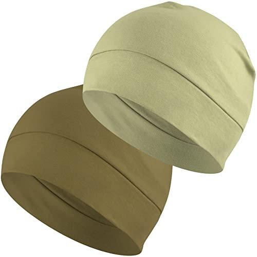 EINSKEY Fahrradmütze Unter Helm, Leichte Dünne Baumwollmütze für Herren und Damen, Perfekt als Schlafmütze, Laufmütze, Skull Cap oder Chemo Kopfbedeckung - 2er Pack