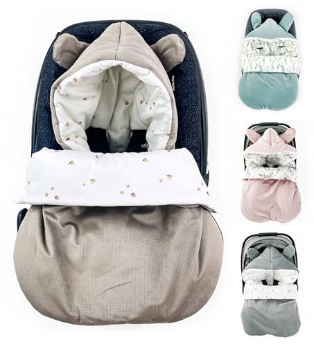 Winterfußsack Fußsack Babyschale Winter Herbst Babyfußsack warm, Einschlagdecke Baby Kinderwagen Buggy universal 3-Punkt und 5-Punkt Gurt BEIGE
