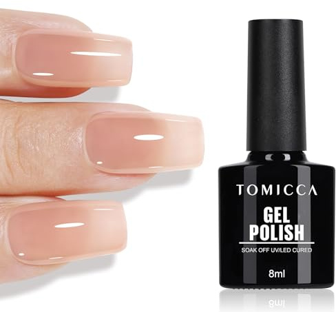 TOMICCA Semi-permanenter Nagellack, Nuderosa, 8 ml, Soak Off, UV/LED, Gel, Naturrosa, für Nail Art, DIY