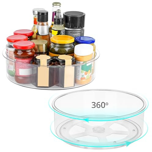 Winter Shore Durchsichtiger Lazy Susan Drehteller (2er-Pack) - 24 cm Kleiner & 30,5 cm Großer Kunststoff-Drehteller Küche - BPA-Freier Drehteller Kühlschrank, Speisekammer, Bad, Gewürzrondell Drehbar