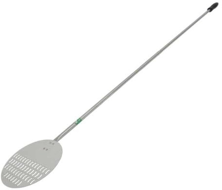 Giemme 22 cm perforerad platt pizzaspade - AISI 304 rostfritt stål - mellanliggande glidhandtag - pizzasnurr och utdrag (handtag 120 cm)