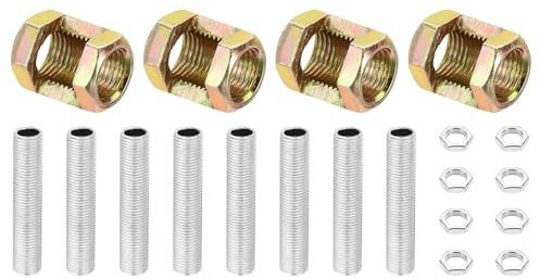 PATIKIL Sats reparation av rördelar med fin gänga M10 4 st M10 × 20 Mutter Hexagonal Koppling Metall Gängat rör och Hexagonal Mutter för Förlängningsstång för Belysning