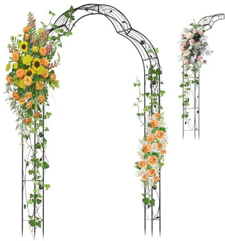 COSTWAY Arche de Jardin en Métal pour Plantes Grimpantes, Treillis de Jardin en 2 Demi-arcs Extérieur, Arche Décorative pour Mariage Fête et Cérémonie