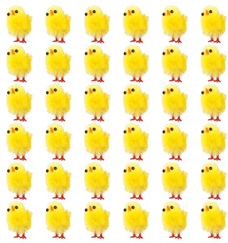 Fadcaer 60 mini pollitos amarillos de felpilla, 3 cm, mini pollitos de felpilla de Pascua, pollitos de Pascua esponjosos, pollitos amarillos para cesta de huevos de Pascua, artes y manualidades,