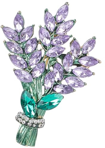 GORGECRAFT Broche de Flor de Lavanda Morada con Diamantes de Imitación de Aleación Alfileres de Solapa Vintage para Bodas Novias Joyas de Cristal de Ropa para Abrigos Suéteres Bufandas San Valentín