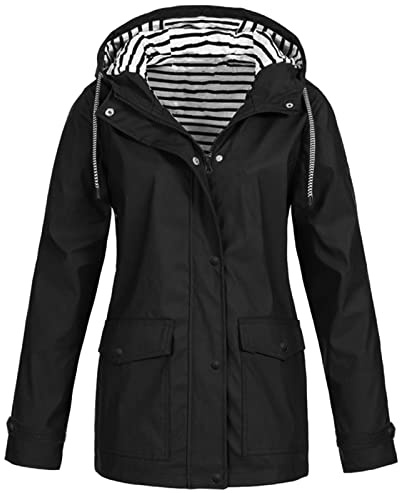 MOKBAY Cerata per Pioggia Impermeabile Giallo Cappello Giubbotto Antipioggia Pioggia Trench Giacca Donna Autunno Invernale Impermeabile Leggero Giacca Antivento E Antipioggia Giubbini Giacche Donna M