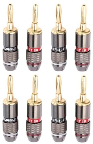 8 st. 4 mm banankontakt, guldpläterad ren kopparhögtalaradapter, skruvpluggar, ljudkontakter