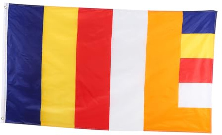 FONDOTIN Bandiera Buddista in Poliestere Decorativa Colorata per Preghiera e Benessere Interno Esterno Stoffa Resistente per Decorazioni e Regali Buddisti