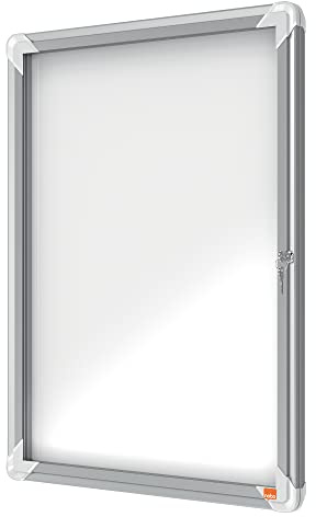 Nobo Vitrine Extérieur 4xA4 – NF Éducation/Collectivité | IP34 | Magnétique | Verre Sécurité | Porte Battante | Mairie, École – Blanc - 1902577
