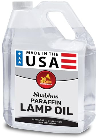 1 Gallon Paraffin Lamp Oil - Clear Smokeless, Odorless, Clean Burning Fuel for Indoor and Outdoor Use - Shabbos Lamp Oil, by Ner Mitzvah