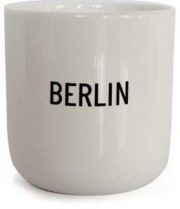 PLTY - Taza - Taza sin asa - Porcelana blanca esmaltada a mano - Taza de café de porcelana de hueso de alta calidad - Berlín - Cities