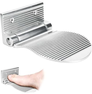 HERCHR Duschfotstöd, fotstöd väggmontering utrymme aluminium halkfri fotpedal för hall entré badrum (silver)