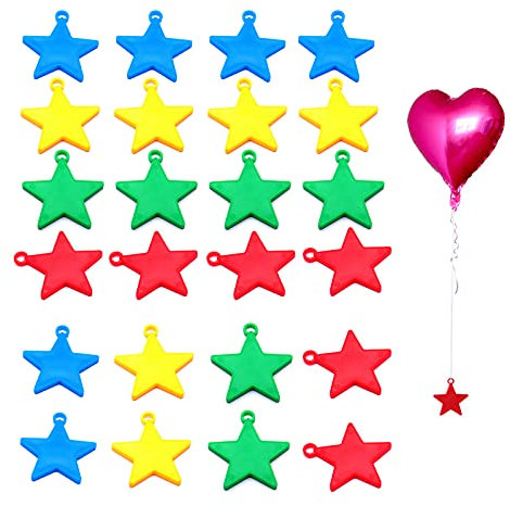 24 Stück Luftballons Gewichte Kunststoff, Sternförmige Ballongewicht, Farbige Luftballons Gewichte, für Helium Luftballon, Latex Ballons, Hochzeit, Geburtstag Party