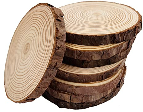 William Craft Rondin de Bois sans Trou 8 Pcs Diamètre 14-15cm Tranches de Bois Naturel Convient pour Decoration Noel Bois Marque Place Mariage Pyrograveur Bois